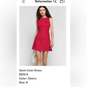 Reformation Zenni Linen Dress Cherry size 6